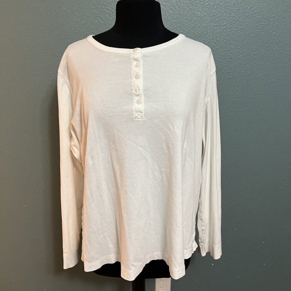 Duluth Trading Womens 2XL Henley Top Long Sleeve Pullover Cotton‎ Button Shirt